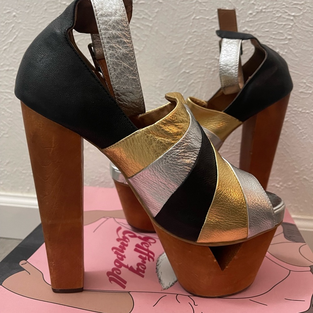Metallic and black platforms